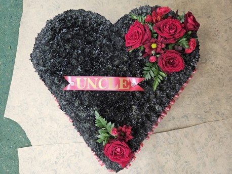 Black Personalised Heart Tribute